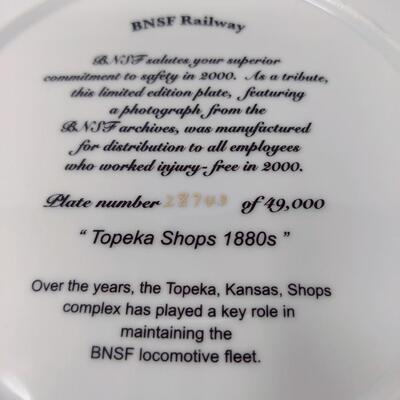 BNSF RAILWAY "TOPEKA SHOPS 1880S" COLLECTIBLE PLATE