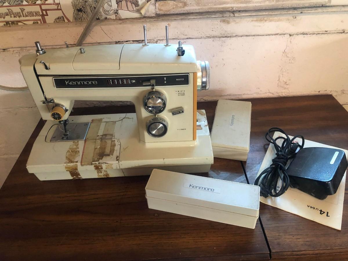 Vintage Kenmore Serger Sewing Machine w/Attachments and Sewing Stand