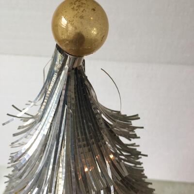 Vintage silver metallic fringe Christmas tree MCM Mid Century Modern