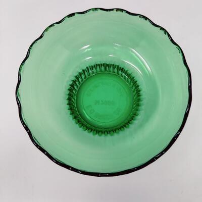 VINTAGE E.O. BRODY CO. GREEN GLASS DISH
