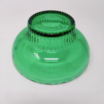 VINTAGE E.O. BRODY CO. GREEN GLASS DISH