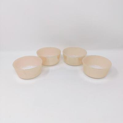 FIRE KING PEACH LUSTER CUSTARD DISHES SET OF 4
