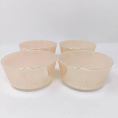 FIRE KING PEACH LUSTER CUSTARD DISHES SET OF 4