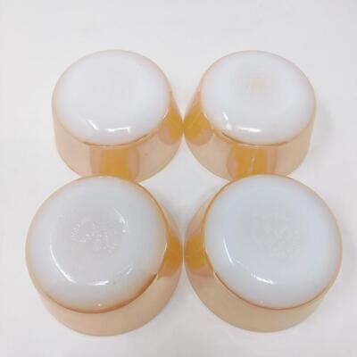 FIRE KING PEACH LUSTER CUSTARD DISHES SET OF 4