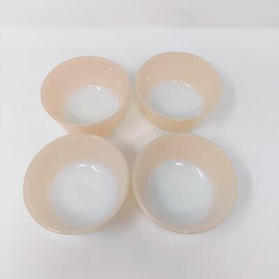 FIRE KING PEACH LUSTER CUSTARD DISHES SET OF 4