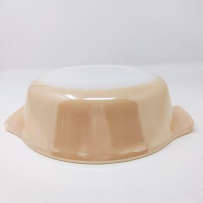 FIRE KING PEACH LUSTER ROUND CASSEROLE W/ LID