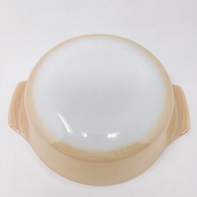 FIRE KING PEACH LUSTER ROUND CASSEROLE W/ LID
