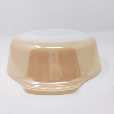 FIRE KING PEACH LUSTER ROUND CASSEROLE W/ LID