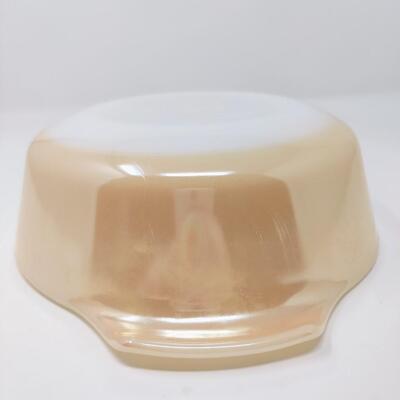 FIRE KING PEACH LUSTER ROUND CASSEROLE W/ LID