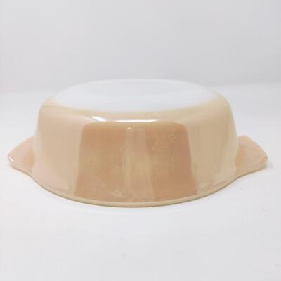 FIRE KING PEACH LUSTER ROUND CASSEROLE W/ LID