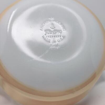 FIRE KING PEACH LUSTER ROUND CASSEROLE W/ LID