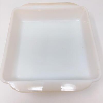 FIRE KING PEACH LUSTER SQUARE CASSEROLE