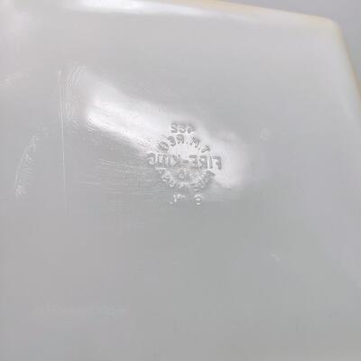 FIRE KING PEACH LUSTER SQUARE CASSEROLE