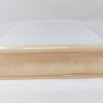 FIRE KING PEACH LUSTER SQUARE CASSEROLE