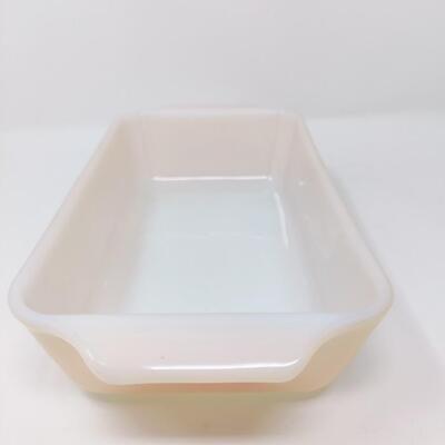 FIRE KING PEACH LUSTER LOAF/CASSEROLE BUNDLE