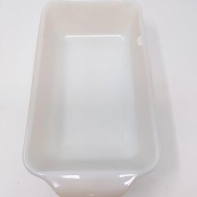 FIRE KING PEACH LUSTER LOAF/CASSEROLE BUNDLE