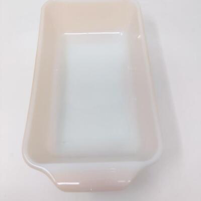 FIRE KING PEACH LUSTER LOAF/CASSEROLE BUNDLE