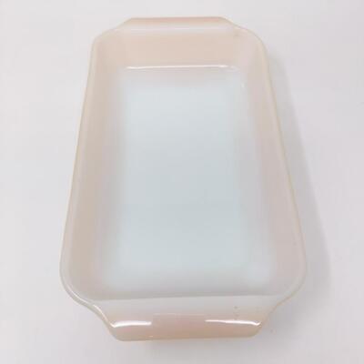 FIRE KING PEACH LUSTER LOAF/CASSEROLE BUNDLE