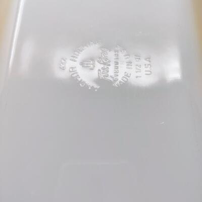 FIRE KING PEACH LUSTER LOAF/CASSEROLE BUNDLE