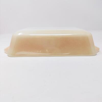 FIRE KING PEACH LUSTER LOAF/CASSEROLE BUNDLE