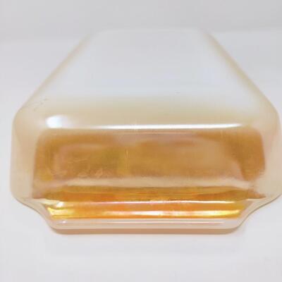 FIRE KING PEACH LUSTER LOAF/CASSEROLE BUNDLE