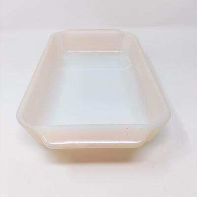 FIRE KING PEACH LUSTER LOAF/CASSEROLE BUNDLE