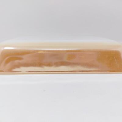FIRE KING PEACH LUSTER LOAF/CASSEROLE BUNDLE