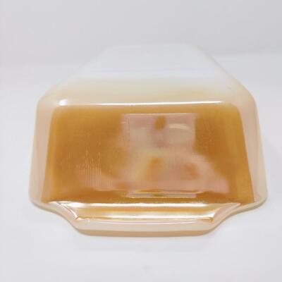 FIRE KING PEACH LUSTER LOAF/CASSEROLE BUNDLE