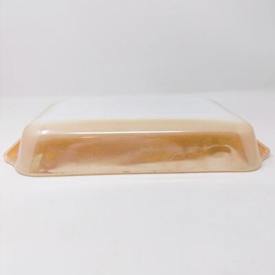 FIRE KING PEACH LUSTER LOAF/CASSEROLE BUNDLE