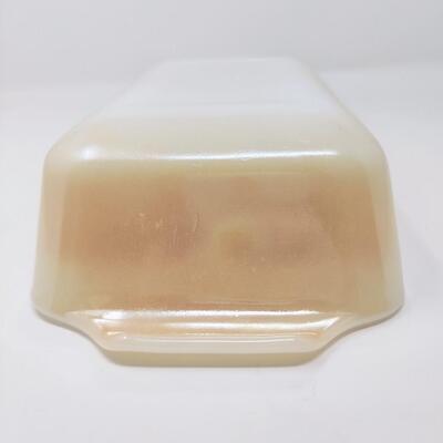 FIRE KING PEACH LUSTER LOAF/CASSEROLE BUNDLE