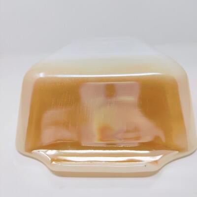 FIRE KING PEACH LUSTER LOAF/CASSEROLE BUNDLE