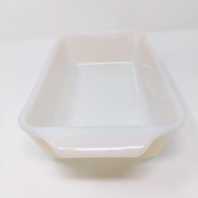 FIRE KING PEACH LUSTER LOAF/CASSEROLE BUNDLE