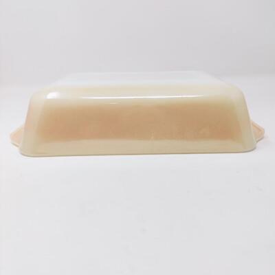 FIRE KING PEACH LUSTER LOAF/CASSEROLE BUNDLE