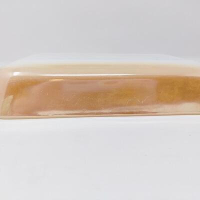 FIRE KING PEACH LUSTER LOAF/CASSEROLE BUNDLE