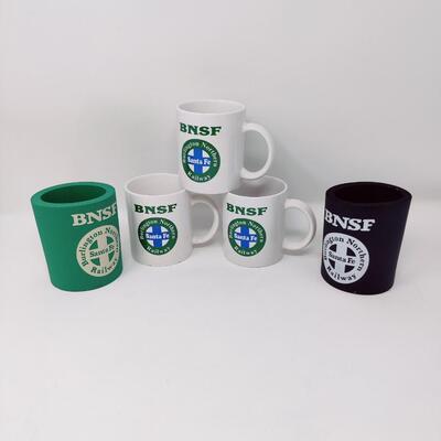BNSF SANTA FE RAILWAY COFFEE MUG AND CAN KOOZIE BUNDLE