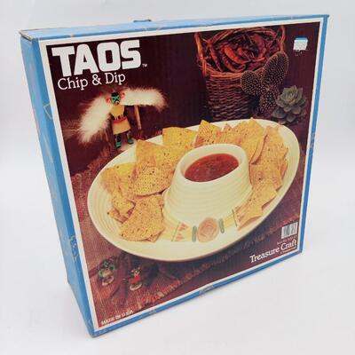 VINTAGE TAOS TREASURE CRAFT CHIPS AND DIP HAT PLATTER