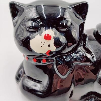 VINTAGE BLACK CAT CERAMIC COOKIE JAR