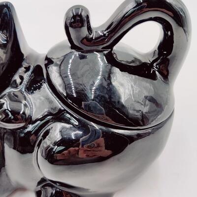 VINTAGE BLACK CAT CERAMIC COOKIE JAR