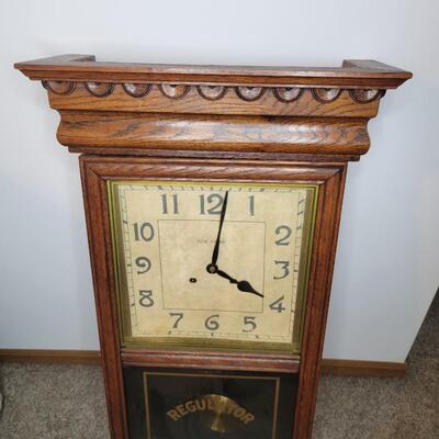 ANTIQUE NEW HAVEN "REGULATOR" WOOD WALL CLOCK