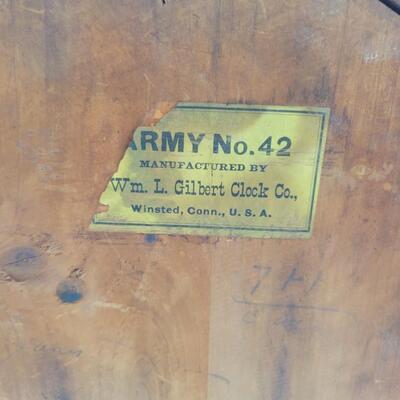 ANTIQUE WM GILBERT ARMY #42 MANTLE CLOCK