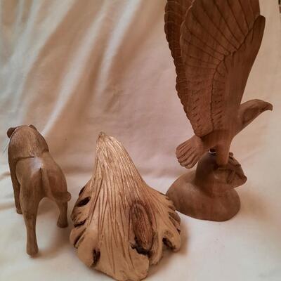 Carved Wood Animals Lot of 3
