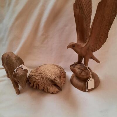 Carved Wood Animals Lot of 3