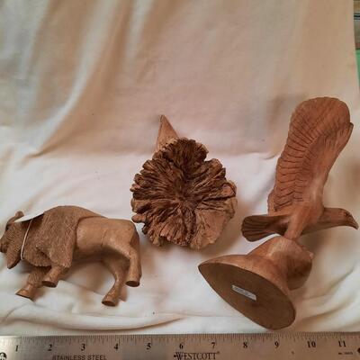 Carved Wood Animals Lot of 3