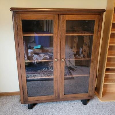 AMAZING GLASS FRONT WOOD CABINET