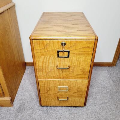 SOLID WOOD FILE CABINET W/ KEY