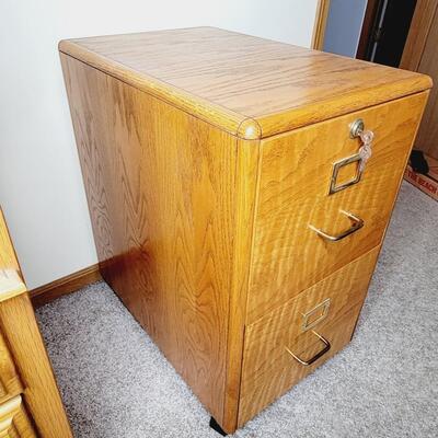 SOLID WOOD FILE CABINET W/ KEY