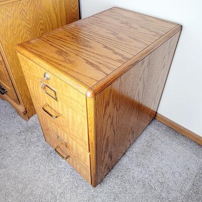 SOLID WOOD FILE CABINET W/ KEY