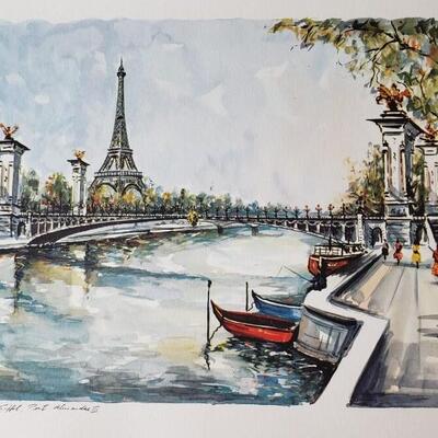 Six MCM cityscapes by Claude Ducollet Prints Paris