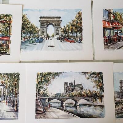 Six MCM cityscapes by Claude Ducollet Prints Paris