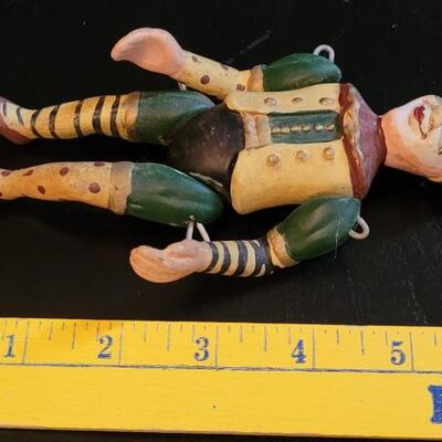 Lot 35: Antique Handpainted Clay Jester Articulating Dolll